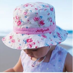 Floral Kids Sun Hat - Pink and White